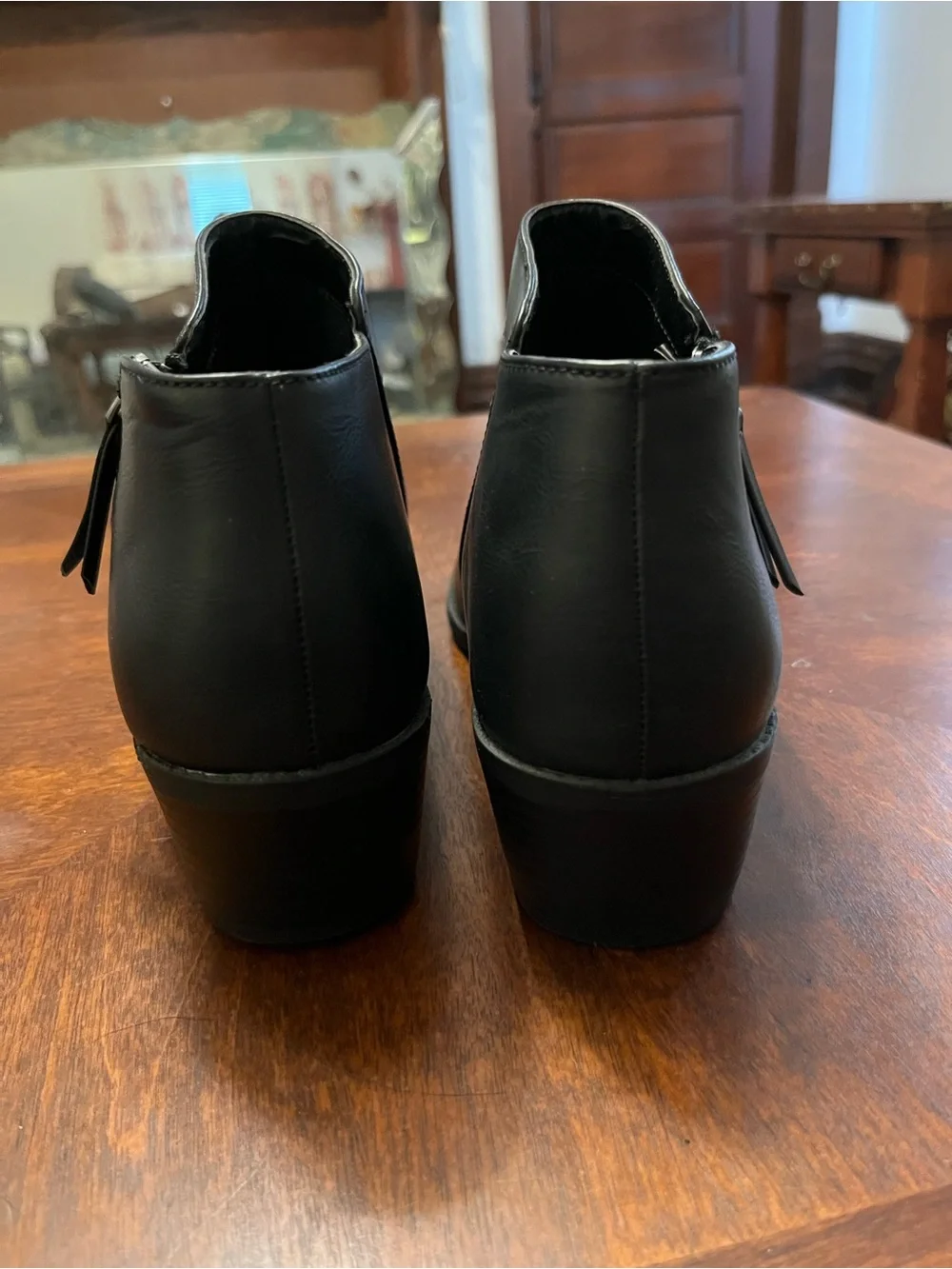 Time and Tru Black Ankle Booties with Side Zip